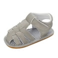 thumbnail image 1 of Povozer Infant Sandals Girls Baby Shoes Boy Baby Girls Summer Dot Print Leather Sandals with Rubber Soles(Infant/Toddler) for 6,Grey, 1 of 4