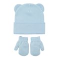 thumbnail image 1 of Povozer Infant Toddler Beanie Kint Hat Winter Baby Knitted Ear Warmers Cute Ear Wool Hat Gloves Set,Size 0-6 Months,Light Blue, 1 of 8