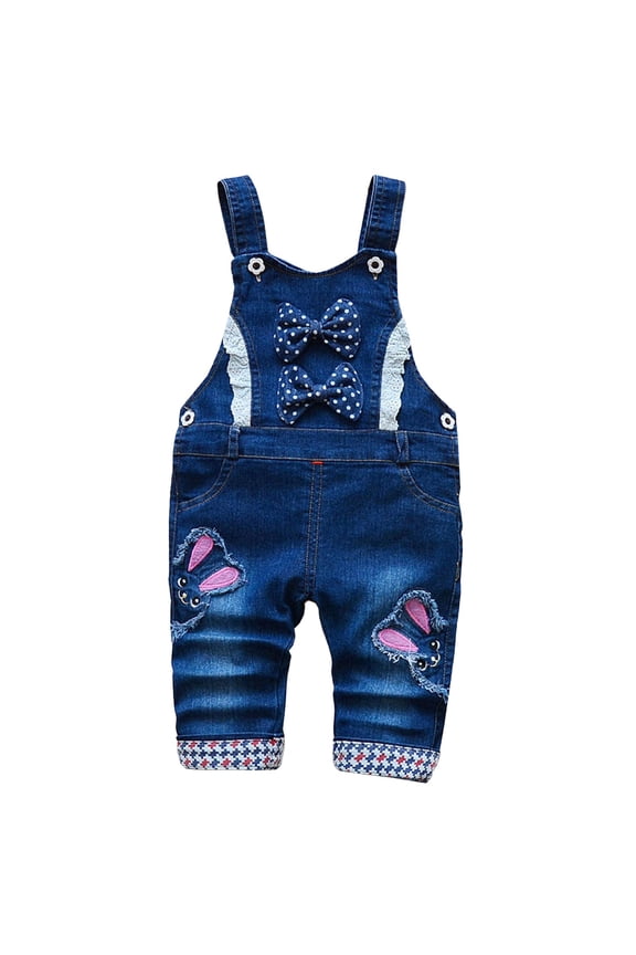 Jeans For Girls Kids Pants Girls Tween Girls' Jeans Heart Embroidered Casual Zipper Fly Wide Leg Distressed Ripped Washed Denim Pants,Size 18-24 Months,Dark Blue