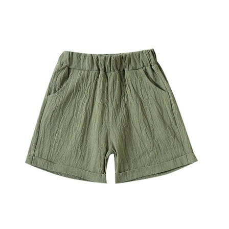 Povozer Kid Boys' Cotton Pockets Shorts(Green,3Y)