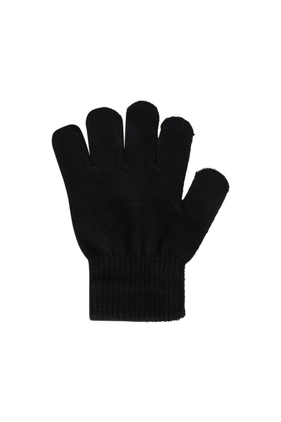 Kid's Winter Gloves Thick Warm Knitted Gloves Cold Weather Glove(Black,One Size)