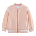 thumbnail image 1 of Povozer Kids Baseball Jacket Varsity Letterman Coat Kids Comfortable Baseball Jackets Boys Girls Jacket Lightweight Casual Coat,Size 7-8 Years,Pink, 1 of 3