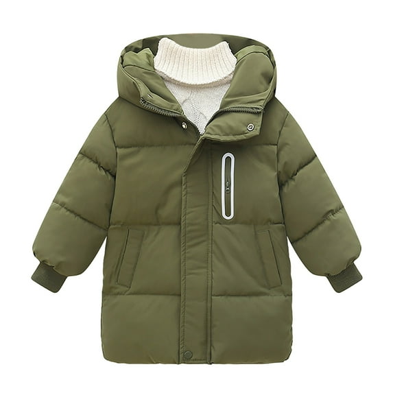 Povozer Kids Boy Girl Puffer Jacket Coat Hood Lightweight Warm Winter Outwear(Green,2-3Y)