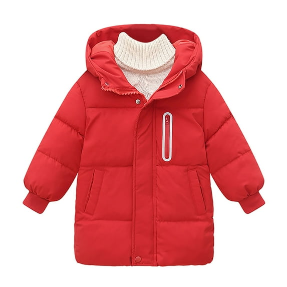 Povozer Kids Boy Girl Puffer Jacket Coat Hood Lightweight Warm Winter Outwear(Red,7-8Y)
