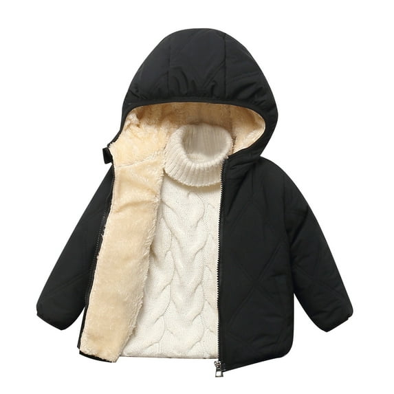 Povozer Kids Boy Girl Winter Hooded Puffer Jackets Coats Lightweight Outerwear(Black,5-6Y)