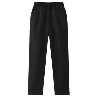 Povozer Kids Boy's School Pants Cotton Uniform Pants for Boys(Black,3-4Y)