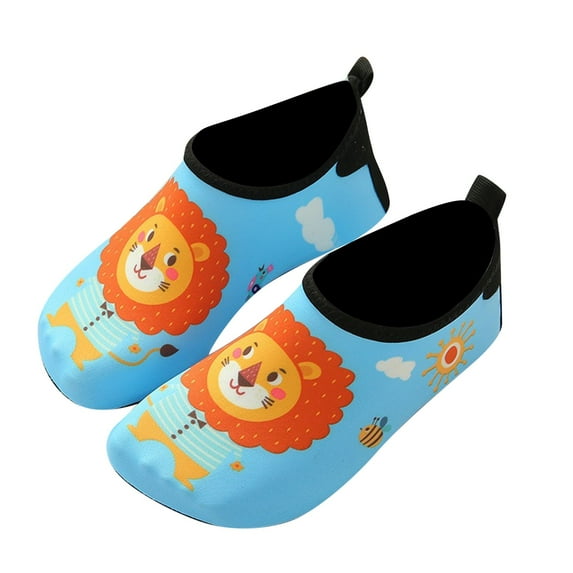 Povozer Kids Boys Girls Swim Water Shoes Toddler Non-Slip Quick Dry Beach Shoes Barefoot Shoes Aqua Socks(Blue,11 Little Kids)