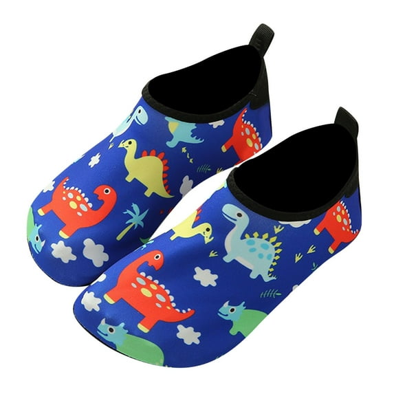 Povozer Kids Boys Girls Swim Water Shoes Toddler Non-Slip Quick Dry Beach Shoes Barefoot Shoes Aqua Socks(Dark Blue,10 Toddler)