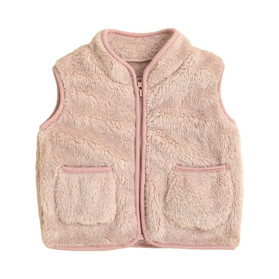 Povozer Kids Fleece Vest Jacket Warm Sleeveless Coat for Boys Girls Baby Toddler(Pink,4-5Y)