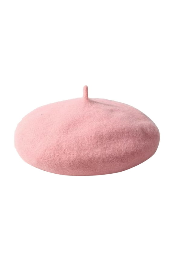 Kids Girls Beret Hat Artist Hat Solid Warm Beanie Cap Winter(Pink,9-12Y)