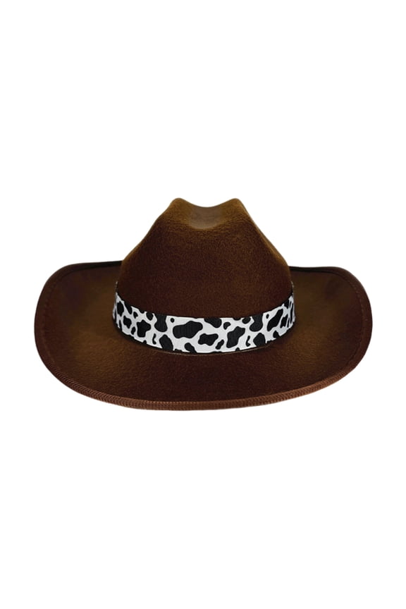 Kids Girls Boys Retro Felt Wide Brim Western Cowboy Cowgirl Hat Dress Up Hat with Wind Lanyard,Size 3-15 Years,Coffee