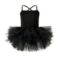 thumbnail image 1 of Povozer Kids Girls Ruffle Sleeve Ballet Dance Dress Dancewear Gymnastics Outfit(Black,12-18M), 1 of 2