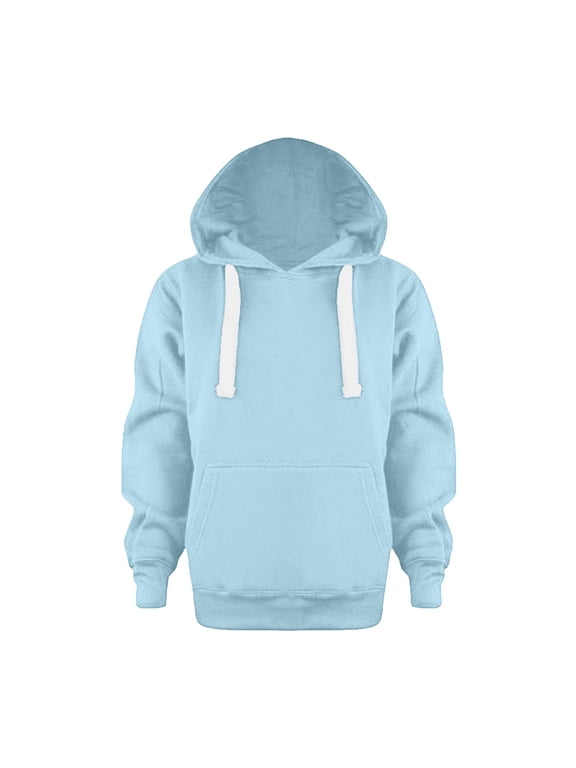 Kids Hoodie, Boys Girls Fleece Hooded Sweatshirt Lightweight Casual Jacket Plain Pullover Sweater Tops(Light Blue,11-12 Years)