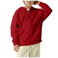 thumbnail image 1 of Povozer Kids Little Boys Girls Solid Color Cotton Hoodie Sweatershirt Long Sleeve Pocket School Pullover Top Youth Outwear(Brick Red,5-6 Years), 1 of 6