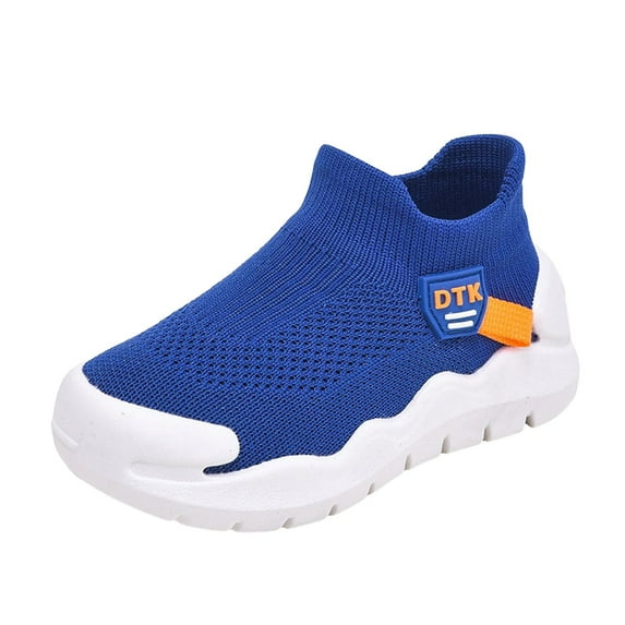 Povozer Kids Shoes Wide Toe Box Boys Slip on Shoes for Kids Girls Sock Shoes(Blue,7-8 Years)