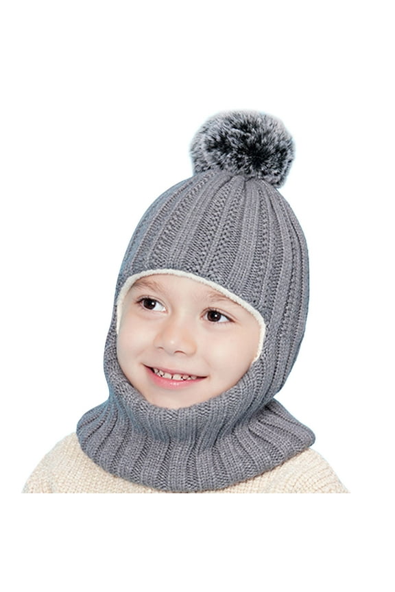 Kids Ski Mask Balaclava for Boys Girls, Fleece Winter Face Mask Hat for Kids Toddler, Warm Balaclava Hood Neck Scarf(Gray,One Size)