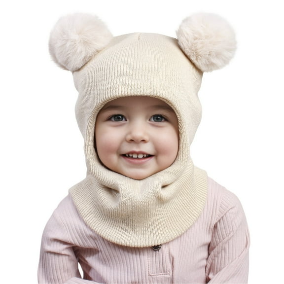 Povozer Kids Ski Mask for Boys Girls Fleece Winter Face Mask Hat for Toddler(Beige,One Size)
