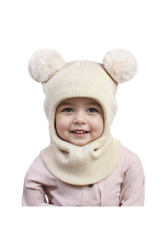 Kids Ski Mask for Boys Girls Fleece Winter Face Mask Hat for Toddler(Beige,One Size)