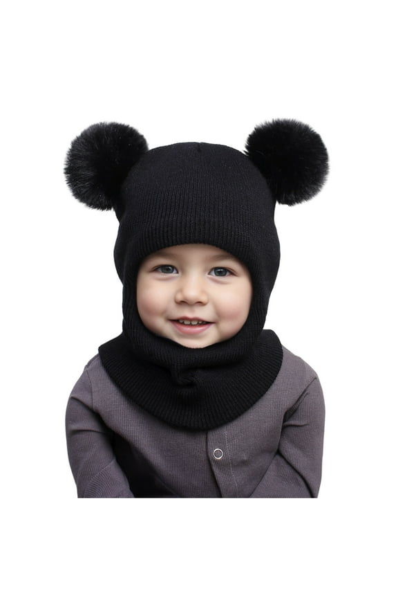 Kids Ski Mask for Boys Girls Fleece Winter Face Mask Hat for Toddler(Black,One Size)