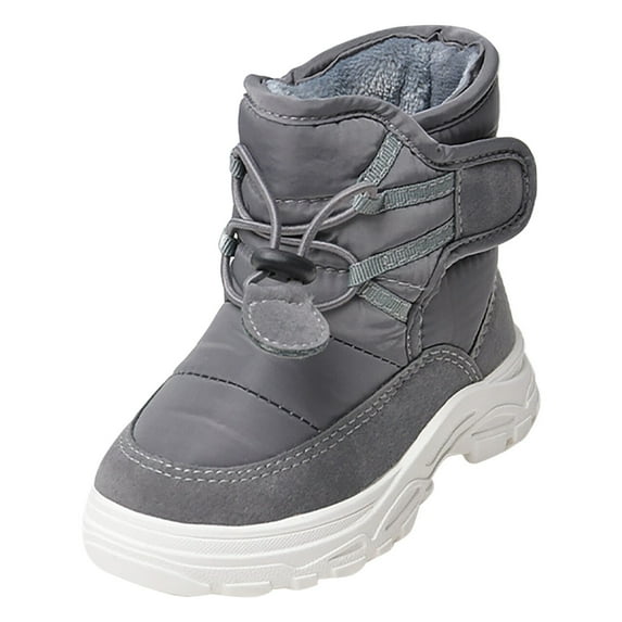 Povozer Kids Snow Boots for Boys Girls Toddler Winter Outdoor Boots Waterproof(Gray,10)