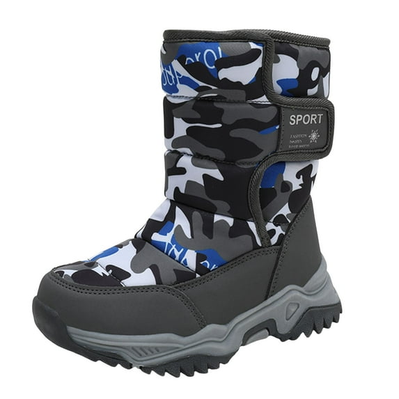 Povozer Snow Boots for Boys Girls Warm Waterproof Slip Resistant Winter Shoes (Gray,3.5)
