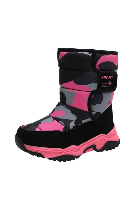 Kids Snow Boots for Boys Girls Winter Boot Waterproof Warm Anti-Slip Shoes(Hot Pink,3.5)