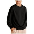 thumbnail image 1 of Povozer Boys Long Sleeve Shirts Cotton Crewneck T-Shirts for Boy Kids Basic Tee(Black,4-5Y), 1 of 4