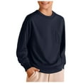 thumbnail image 1 of Povozer Kids T Shirts Long Sleeve T-Shirt Cotton Crewneck Tees for Boys or Girls(Navy,3-4 Years), 1 of 4