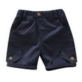 thumbnail image 1 of Povozer Kids Toddler Boys Solid Spring Summer Cotton Shorts Clothes(Blue,3-4Y), 1 of 4