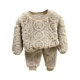 thumbnail image 1 of Povozer Kids Toddler Girls Boys Soft Comfy Modal Tencel Sleepwear Pajamas 2pcs Set(Khaki,6-7 Years), 1 of 3