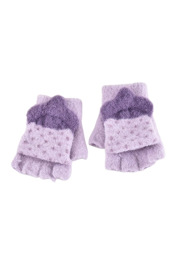 Kids Winter Gloves Cute Cozy Warm Fluffy Soft Boys Girls Gloves(Purple,2-6Y)