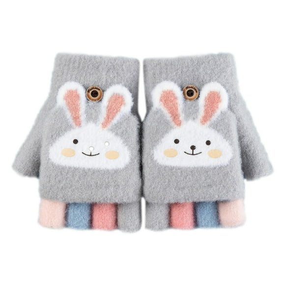 Povozer Kids Winter Gloves Infant Gloves Toddler Gloves Convertible Warm Flip Top Baby Gloves for Kids(Gray,One Size)
