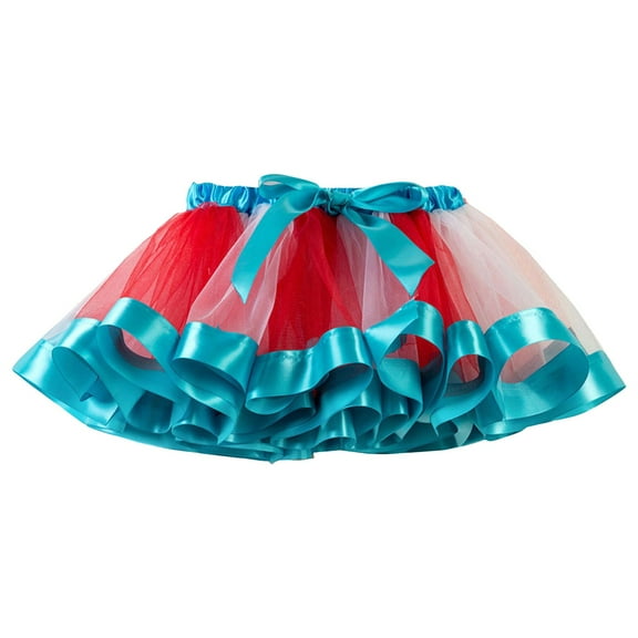 Povozer Layered Ballet Tulle Rainbow Tutu Skirt for Little Girls Dress up(Navy,5-8T)