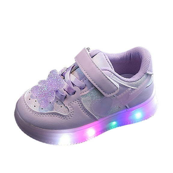 Povozer Light up Shoes for Girls, Toddler Kids Cute Fashion Led Sneakers(Purple,4.5-5 Years)