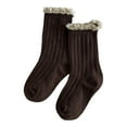 thumbnail image 1 of Povozer Little Girls Vintage Ruffle Ankle Lace Socks Toddler Girl Boot Socks(Brown,3-5Y), 1 of 3