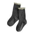 thumbnail image 1 of Povozer Little Girls Vintage Ruffle Ankle Lace Socks Toddler Girl Boot Socks(Dark Gray,3-5Y), 1 of 3
