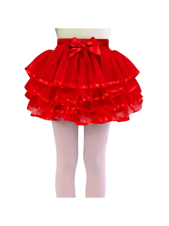 Little Girls and Big Girls Tulle Tutu Skirt Princess Party Skirt(Red,8-10Y)