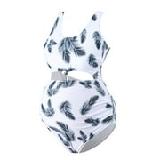 Povozer Maternity Swimwear Womens Bikinis Tankini Summer Swimsuits Pregnancy Beachwear (White, XL)