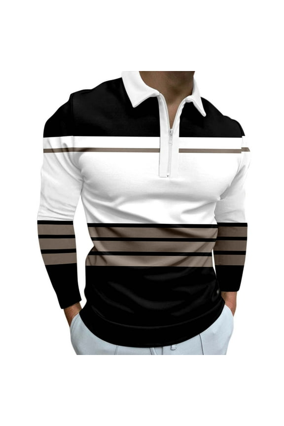 Men's Cotton Knit Polo Sweater Classic Casual Long Sleeve Collared Pullover Sweater(Black,3XL)