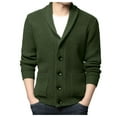 Povozer Men's Wool Blend VNeck CableKnit Cardigans Sweaters(Army