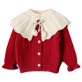 thumbnail image 1 of Povozer Newborn Baby Boys Girls Knit Cardigan Sweater, Infant Button-Down Cotton Sweater, Unisex Baby Clothes(Red,12-18 Months), 1 of 4
