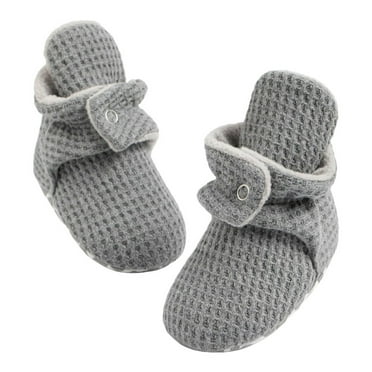 Povozer Newborn Baby Cotton Booties Non-Slip Sole for Toddler Boys Girls(Dark Gray,0-6M)
