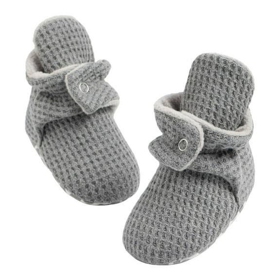 Povozer Baby Cotton Booties Non-Slip Sole for Toddler Boys Girls(Dark Gray,0-6M)