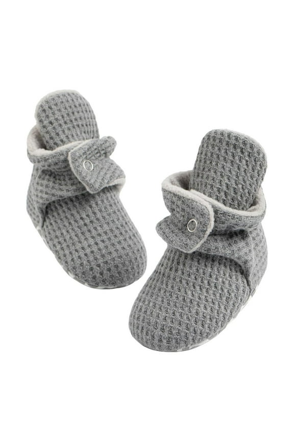 Newborn Baby Cotton Booties Non-Slip Sole for Toddler Boys Girls(Dark Gray,0-6M)