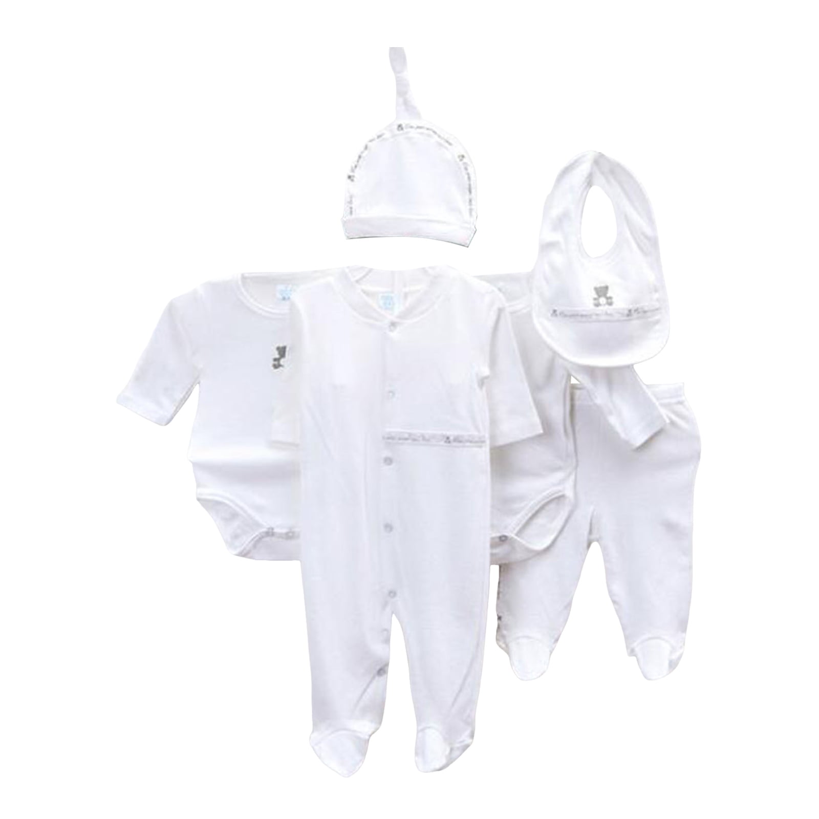 Povozer Newborn Baby Girl Layette Set Infant Toddler 6 Piece Set Piece Baby Set Clothes Size 0-9 Months,White