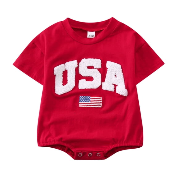 Povozer Newborn Baby Girl Outfits Animal Ruffle Bow Sleeveless Smocked Romper Bodysuit Shirt Summer Clothes,Size 12-18 Months,Red