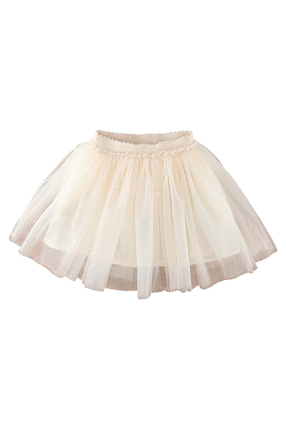 Newborn Baby Tutu Skirt Baby Clothes For Girls Toddler Girl's High Waist Pleated Skirt Camo Skirts Summer Skater Skirts,Size 4-5 Years,Beige