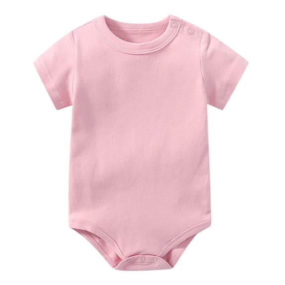 Povozer Newborn Boy Clothes Girl Rompers for Toddlers Baby Bodysuits Soft Cotton Spandex Long Sleeve And Short Sleeve,Size 6-9 Months,Pink