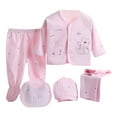 thumbnail image 1 of Povozer Newborn Gifts for Baby Boy Baby Girl Clothes Tops+Hat+Pants +Bib Outfits Sleepwear Girls Boys 5PCS Set Cartoon Baby Girls Outfits Set Toddler Girl Clothes for 0-3 Months,Pink, 1 of 7