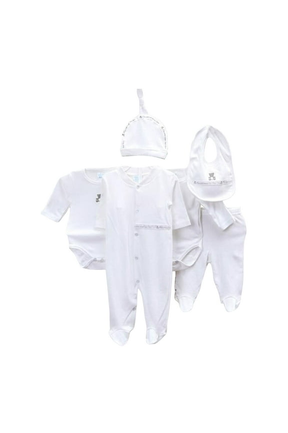 Newborn Layette Gift Set for Baby Boys or Baby Girls Baby Layette Gift Set Newborn Baby Clothes Layette Set For 0-3 Months, 6-Piece for 0-9 Months,White